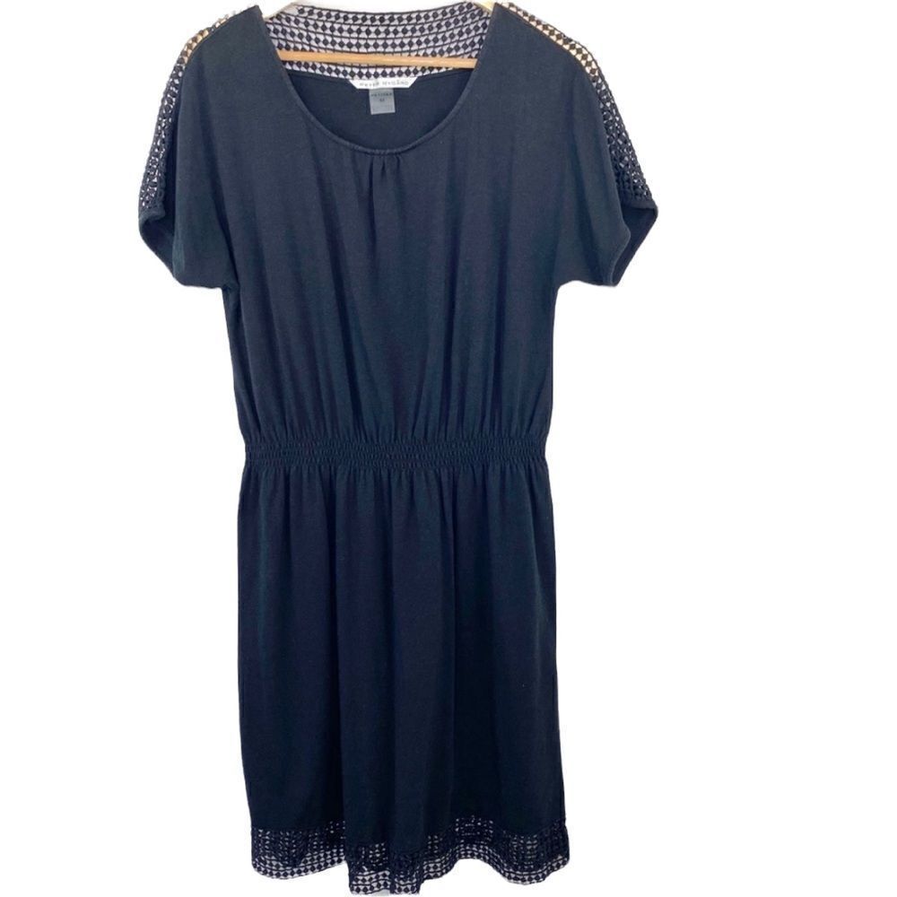 Peter Nygard black crochet casual popover dress size Medium petite